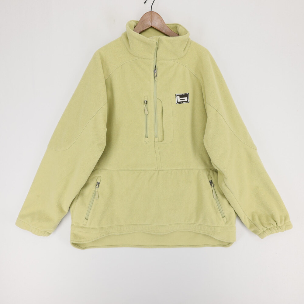 Banded Fleece Pullover Jacket Mens 2XL Green Half Zip Pit Zips Pocket Outdoor